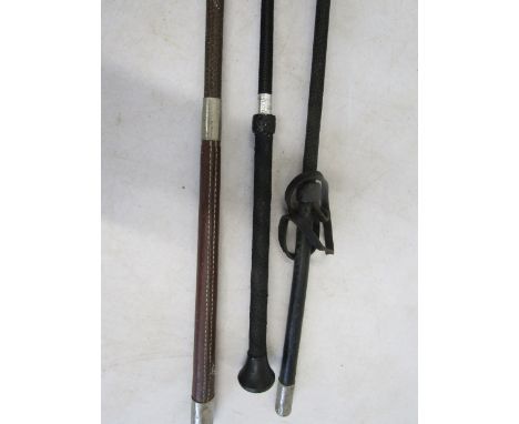3 whips- coaching whip, riding crop and one other