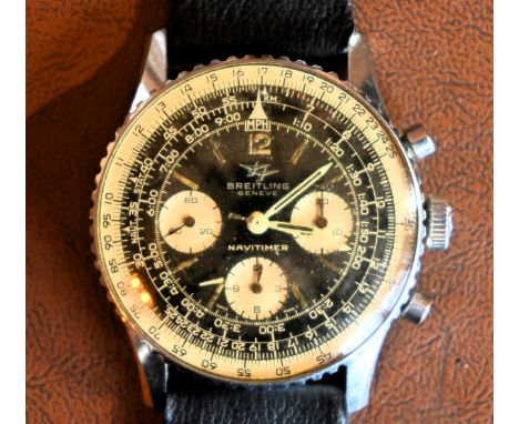 A gentlemen's stainless steel Breitling Navitimer AOPA Chronograph wrist watch with original receipt dated 1966, REF. 806 WIT