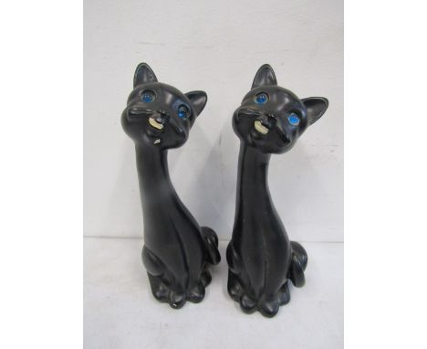Pair Kitsch solid ceramic cats (apparently came from a witches estate) 29cmH