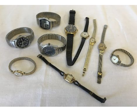 A box of watches to include a Timex Indiglo in working order.  
