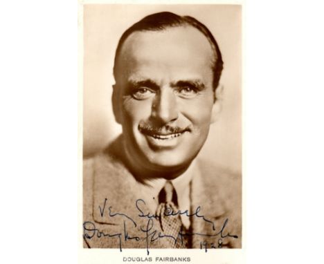 ACTORS: Small selection of vintage signed postcard photographs by various film actors comprising Douglas Fairbanks Snr., Walt