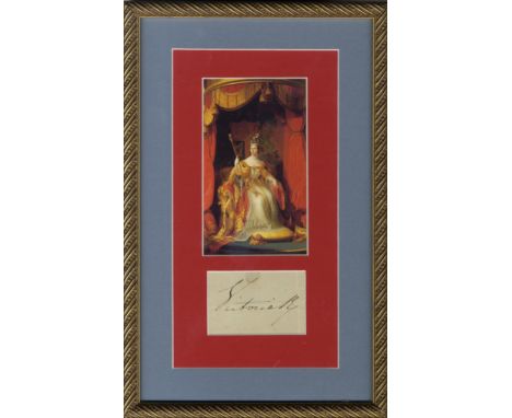 VICTORIA: (1819-1901) Queen of the United Kingdom of Great Britain and Ireland 1837-1901. Dark ink signature ('Victoria R I')