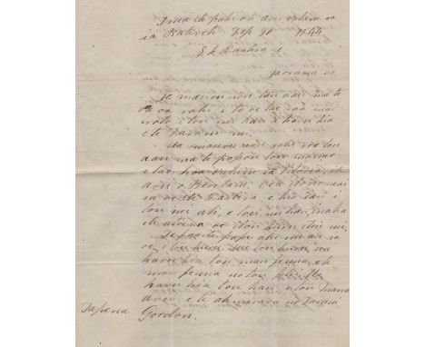 POMARE IV: (1813-1877) Queen of Tahiti 1827-77. L.S., Pomare, three pages, 4to, on board HMS Basilisk, whilst in exile at Rai