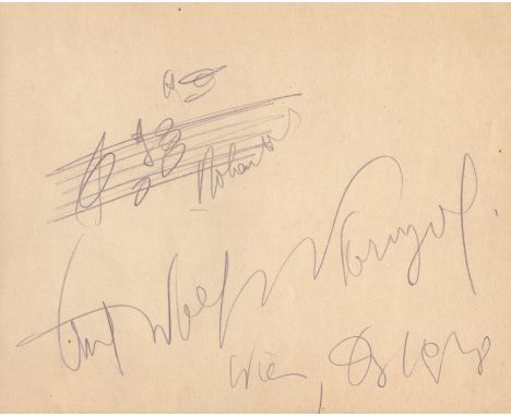 KORNGOLD ERICH WOLFGANG: (1897-1957) Austro- Hungarian Composer of Film Scores, Academy Award winner. Pencilled signature ('E