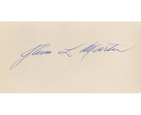 MARTIN GLENN: (1886-1955) American Aviation Pioneer and Aircraft Manufacturer. Blue fountain pen ink signature at the base of