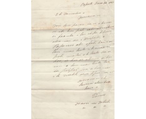 POMARE IV: (1813-1877) Queen of Tahiti 1827-77. L.S., Pomare, one page, folio, Papeete, 26th June 1843, to J. T. Nicolas, in 