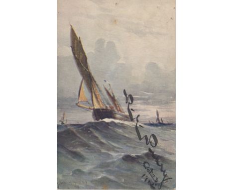 PEARY ROBERT: (1856-1920) American Arctic Explorer. A vintage colour picture postcard, depicting the cliffs on the Isle of Wi