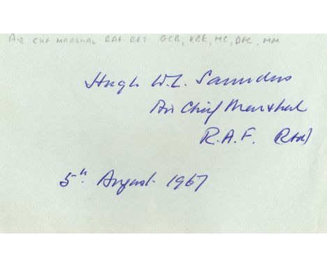 ROYAL AIR FORCE: Selection of signed pieces, cards, a few photographs etc., by various Royal Air Force pilots, some of them W