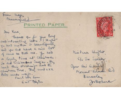 BLYTON ENID: (1897-1968) English Children's Writer. A.L.S., Enid Blyton, to the verso of a postcard with printed text promoti