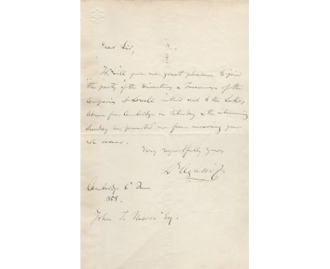 AGASSIZ LOUIS: (1807-1873) Swiss-American Biologist and Geologist. A.L.S., L Agassiz, two pages, 8vo, Cambridge (Massachusett