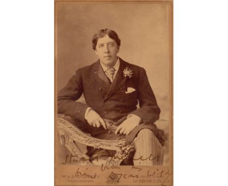 WILDE OSCAR: (1854-1900) Irish Playwright, Novelist & Poet. A very fine, rare vintage signed sepia cabinet photograph by Wild