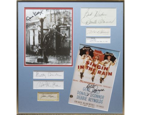 SINGIN' IN THE RAIN: Selection of individual signed pieces, cards, 8 x 10 photographs and slightly smaller (3) by the main ca