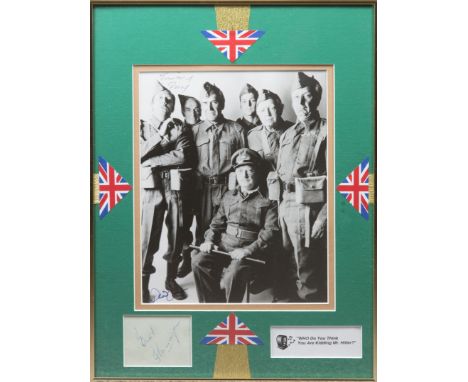 DADS ARMY: A good selection of signed pieces, cards, album pages, 8 x 10 photograph (1) by the main cast members and writers 