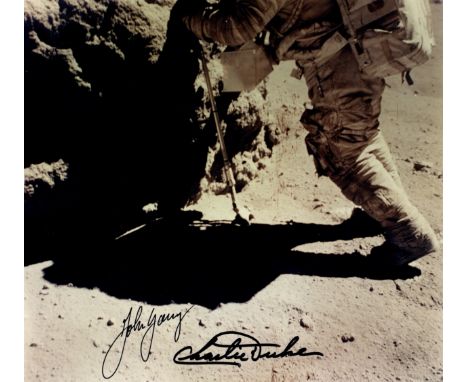 APOLLO XVI: Signed colour 10 x 8 photograph by both John Young (Commander, the ninth man to walk on the Moon) and Charlie Duk