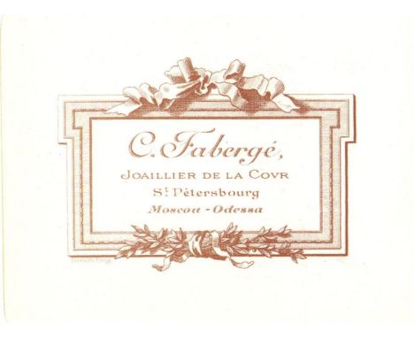 [FABERGE PETER CARL]: (1846-1920) Russian Jeweller, known for his Faberge eggs. Appointed Goldsmith and Jeweller to the Russi