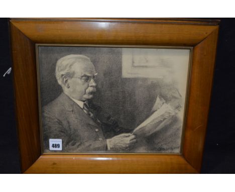 A 20th Century pastel drawing - portrait of Charles Munroe Sheldon, who was a Christian socialist, novelist and congregationa