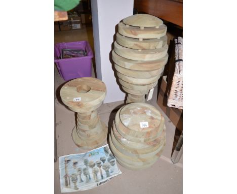 Two garden wooden patio lights from the Edison Series (one missing its internal electric light fitting).