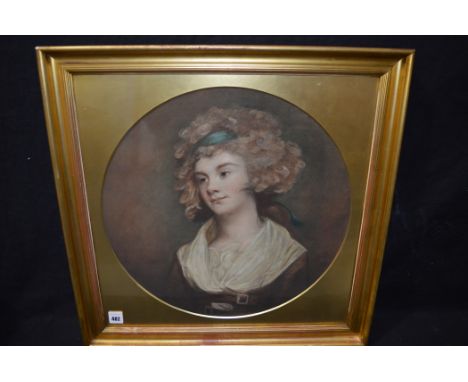 A colour print, after Sir Joshua Reynolds - portrait of a lady with Franz Hannfstaengl, London, label verso.