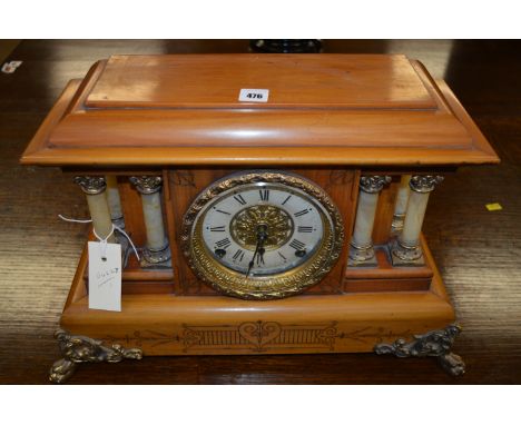 A late 19th Century American mantel clock, by Seth Thomas, of architectural design.