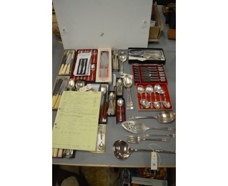 A quantity of plated and other cutlery, mainly community plates.