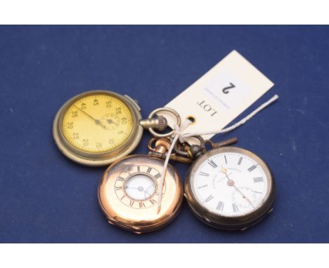 A gold plated half hunter Star Dennison pocket watch, white enamel roman dial; an Edward VII silver pocket watch by "H. Samue