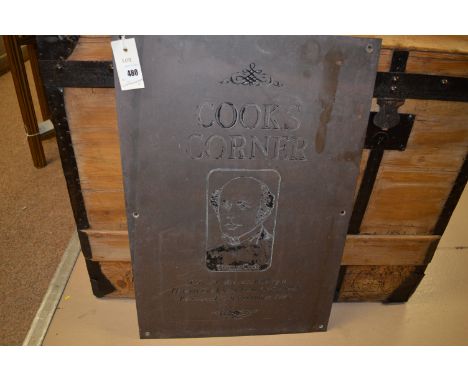 'Thomas Cook' cast metal and enamel advertising sign "Cook Corner, this site was occupied by a Thomas Cook shop from 1902-196