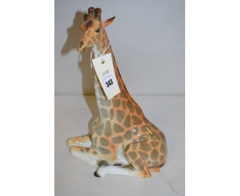 A Lomonosov ceramic figure of a giraffe, 30cms high.