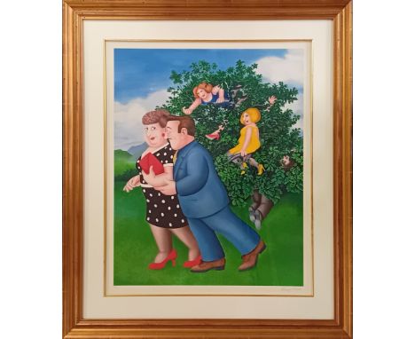Beryl Cook (1926-2008) limited edition silkscreen print 'Bird in Hand' 96/300, with pencil signature, framed and glazed, over