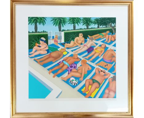 Beryl Cook (1926-2008) limited edition silkscreen print 'Tenerife Days' 205/300, with pencil signature, framed and glazed, ov