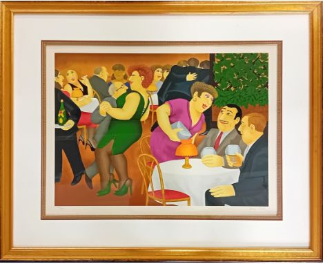 Beryl Cook (1926-2008) limited edition silkscreen print 'Manipulators' 266/300, with pencil signature, framed and glazed, ove