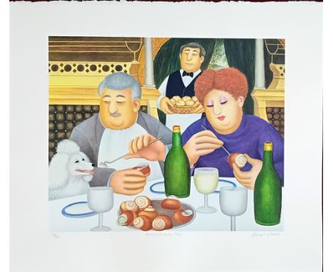 Beryl Cook (1926-2008) limited edition silkscreen print 'Escargot Pour Trois' 368/395, with pencil signature, unframed, overa