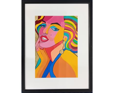 Rosie Cunningham (Plymouth Contemporary), acrylic and gold leaf on paper 'Marilyn Monroe 1', framed and glazed, overall size 