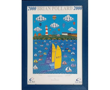 Brian Pollard (1946-), limited edition poster 'Millennium Dawn' 472/2000, signed in pencil by Pollard and Pete Goss, framed a