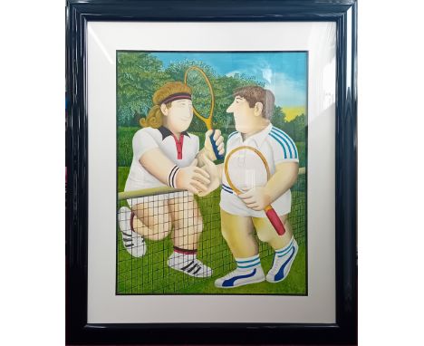Beryl Cook (1926-2008) limited edition silkscreen print 'Tennis' 266/650, with pencil signature, framed and glazed, overall s