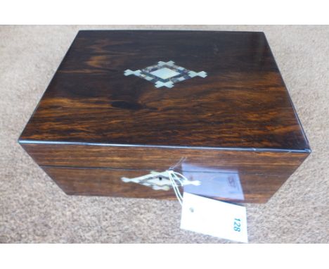 A restored Victorian coromandel trinket box, with mother of pearl decoration 