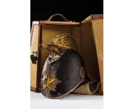dating: about 1880 provenance: Kingdom of Italy, Light skull, rigid, non metallic, covered with seal's fur (small parts missi