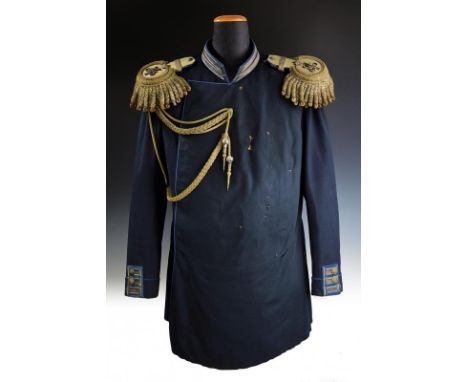 dating: Third quarter of the 19th Century provenance: Russian Empire, In black cloth, collar and cuffs embroidered in gilded 