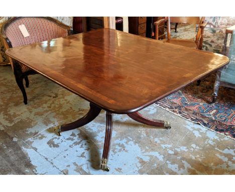 BREAKFAST TABLE, 110cm x 137cm x 73cm H, Regency mahogany with rosewood cross banding and rectangular tilt top. 