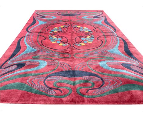 ART NOUVEAU DESIGN NEPALESE CARPET, 350cm x 245cm, hand knotted wool. 