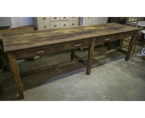 REFECTORY TABLE, 84cm H x 267cm W x 75cm D, early 20th century with four drawers. 