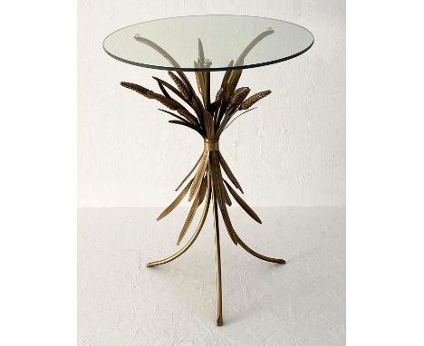 WHEAT SHEAF SIDE TABLE, 67cm H x 47cm diam., 1960s French style, glass circular top. 