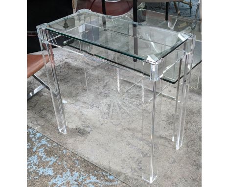 CONSOLE TABLE, 78cm W x 39cm D x 78cm H, perspex and glass. 