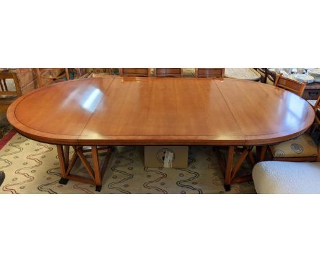 BEVAN FUNNELL DINING TABLE, cherrywood with circular top, 78cm H x 160cm D x 280cm extended with extra leaf. 