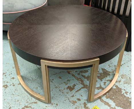 LOW TABLE, 100cm diam x 45cm, contemporary design, gilt metal detail. 