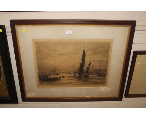 William Lionel Wyllie, pencil signed print "The Pool"