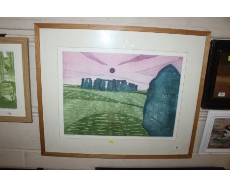 John Brunsden, "Stonehenge" pencil signed limited edition lithograph, 21/150