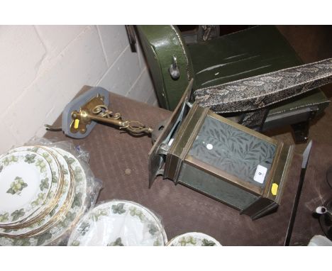 A late Victorian brass and copper four glass lantern with mount 
