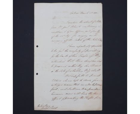 Wellington, Arthur Wellesley, 1st Duke..  Letter signed â€œ Wellingtonâ€,  to Sir Charles Stuart, in a secretarial hand, 4pp.