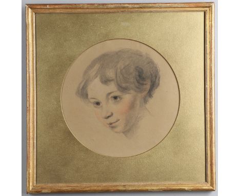 bust length, pastel and charcoal 1818, 29.5 cm dia.    A copy of a note by Octavius M-B on reverse records Elizabeth's birth 