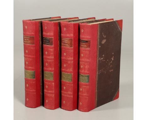 John Hutchins, The History and Antiquities of the County of Dorset, 4 volumes, third edition, titles in red and black, engrav